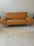 Design Rolf Benz lederen bank , licht oranje . Rvs poten, Ophalen, Gebruikt, 150 tot 200 cm, Tweepersoons