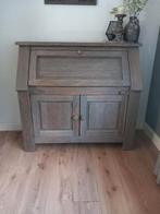 Massief eiken secretaire/computerkast, Ophalen, Gebruikt, 100 tot 150 cm, Met deur(en)