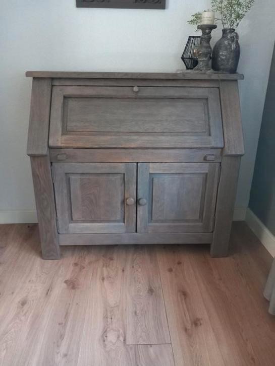 Massief eiken secretaire/computerkast, Huis en Inrichting, Kasten | Buffetkasten, Gebruikt, 100 tot 150 cm, 100 tot 150 cm, 25 tot 50 cm