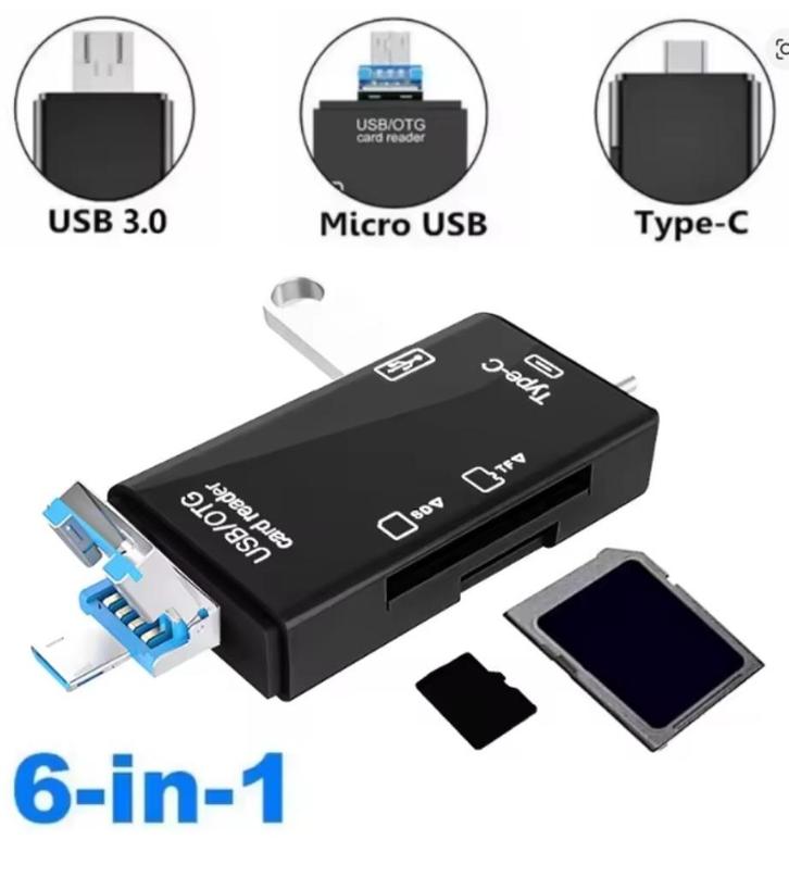 OTG cardreader Kaartlezer voor PC, GSM met USB C, micro , A, Telecommunicatie, Mobiele telefoons | Toebehoren en Onderdelen, Nieuw