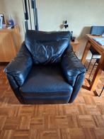 Leren stoel (donker blauw), Huis en Inrichting, Fauteuils, Ophalen, Zo goed als nieuw
