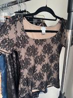 H&M zwarte kanten top met korte mouwen, H&M, H&M, H&M, Zwart