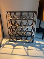 Zwart umanoff wijnrek met leren liggers, Ophalen, 50 tot 75 cm, 15 tot 25 flessen, Zo goed als nieuw