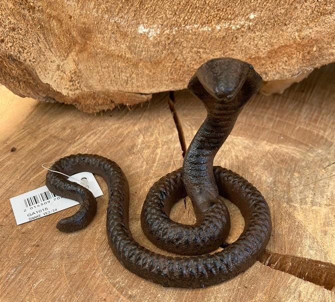 GIETIJZEREN SLANG COBRA 10 CM NIEUW, Tuin en Terras, Tuinbeelden, Nieuw, Dierenbeeld, Metaal, Ophalen of Verzenden