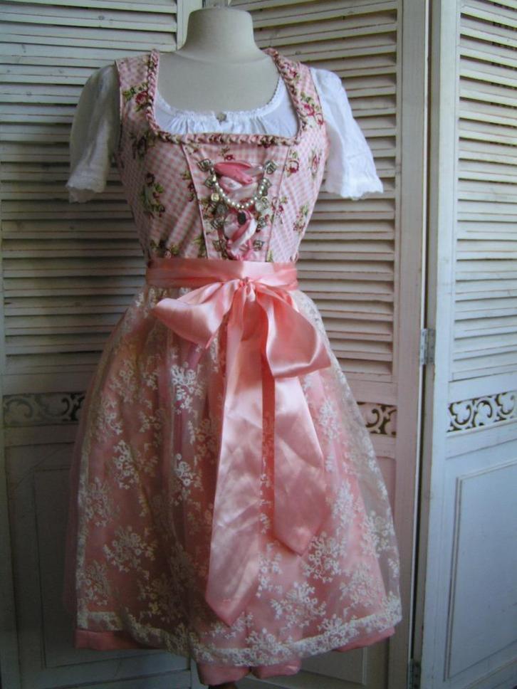 tiroler dirndl jurk schort en blouse maat XS nr QQ 59, Kleding | Dames, Carnavalskleding en Feestkleding, Zo goed als nieuw, Kleding