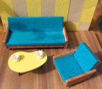 Vintage poppenhuis meubels bankstel 60s hout draaistoel, Verzamelen, Poppenhuizen en Toebehoren, Ophalen of Verzenden, Zo goed als nieuw