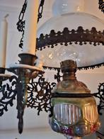 Antieke olielamp kroonluchter met kaarsen, Antiek en Kunst, Ophalen of Verzenden
