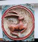 Vintage Houten Blok met Steenbok, Ophalen of Verzenden