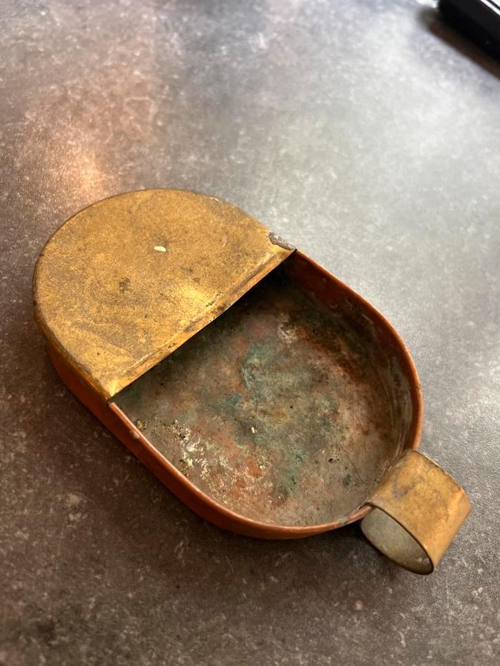 Antiek koperen collectebakje / draaiorgel bakje – 15 x 8 cm, Antiek en Kunst, Antiek | Koper en Brons, Ophalen of Verzenden