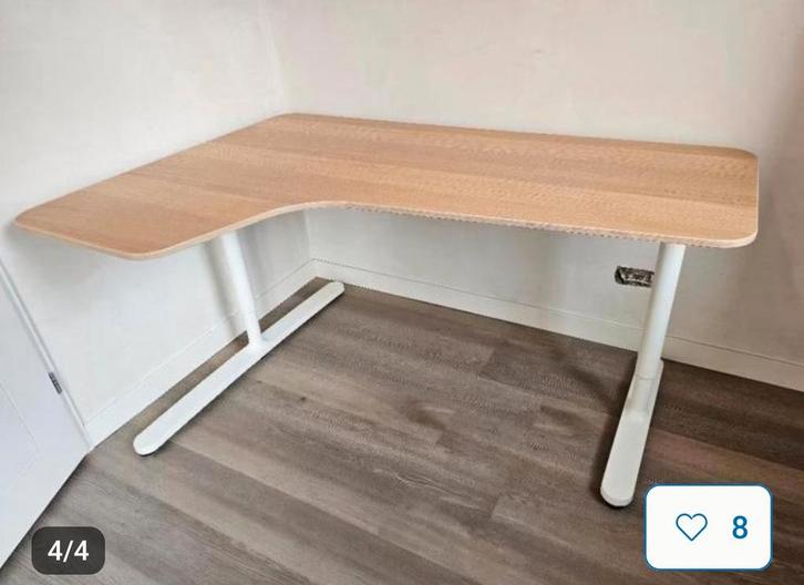 Hoekbureau Ikea bekant 160x110, Huis en Inrichting, Bureaus, Gebruikt, Bureau, In hoogte verstelbaar, Ophalen