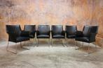 IZGS 2 zwarte leren Bert Plantagie Paris design stoelen, Huis en Inrichting, Stoelen, Ophalen, Zwart, Design, Metaal