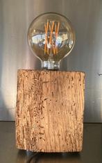 Sierlamp in houtblok., Minder dan 50 cm, Ophalen of Verzenden, Glas, Zo goed als nieuw