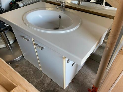 Badkamer meubel wasbak, 2 kasten en spiegel met verlichting, Huis en Inrichting, Badkamer | Badkamermeubels, Gebruikt, Wastafelkast