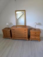 Slaapkamerset, 2 nachtkastjes, commode, spiegel, Ophalen, Zo goed als nieuw, 65 cm of meer