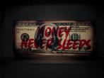 Money Never Sleeps Plexiglas Schilderij, Ophalen of Verzenden