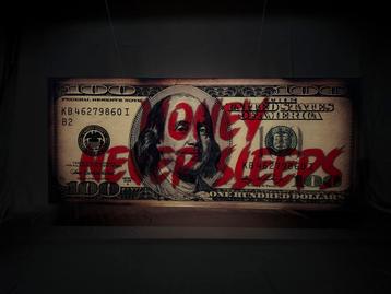 Money Never Sleeps Plexiglas Schilderij beschikbaar voor biedingen