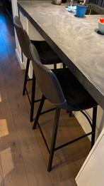 Antraciet kunstleren barkruk met stalen frame, Ophalen, Gebruikt, Met voetsteun, 60 tot 90 cm