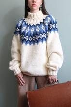 Vintage trui Ijslandse Noorse stijl unisex M, Maat 38/40 (M), Verzenden, Wit, Zo goed als nieuw