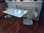 Formica tafel met 2 stoelen - compacte set, Huis en Inrichting, Gebruikt, 50 tot 100 cm, Tot twee personen, Metaal