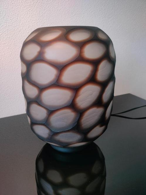 Italië Design Lamp Tafellamp Glas Satijnglas Karamel   80/90, Huis en Inrichting, Lampen | Tafellampen, Ophalen of Verzenden