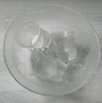 Punch bowl set met bloemmotief en 6 glazen., Ophalen of Verzenden