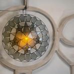Vintage ronde capiz shell hanglamp / wandlamp, Huis en Inrichting, Lampen | Hanglampen, Ophalen, Minder dan 50 cm