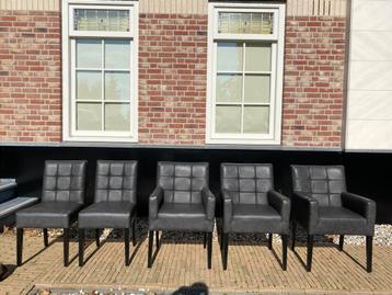 Stoelen leder pu antraciet showroom model 5 st beschikbaar voor biedingen