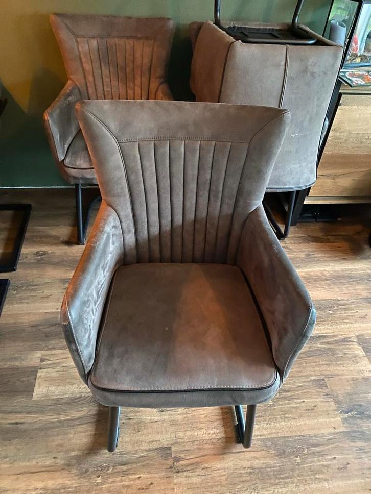 4 Piet Klerkx Eetkamerstoelen, Huis en Inrichting, Fauteuils, Gebruikt, Stof, Minder dan 50 cm, Minder dan 75 cm, Ophalen