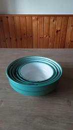 EMAILLE MINTGROENE BUSSENSET MET GOUDEN BIES., Antiek en Kunst, Antiek | Emaille, Ophalen of Verzenden