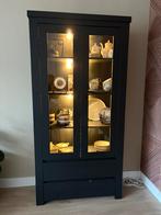 Mooie zwarte servieskast met verlichting, Ophalen, Zo goed als nieuw, 25 tot 50 cm, 200 cm of meer