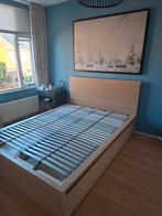 MALM bedframe 140x200, incl. Lattenbodem en 2 lades, Ophalen, Bruin, Tweepersoons, 140 cm