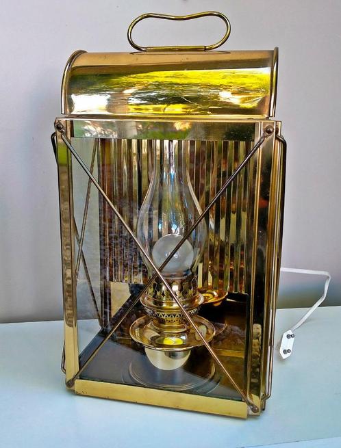 Koperen Lamp Scheepslamp Schipperslamp Schemerlamp Tafellamp, Verzamelen, Scheepvaart, Zo goed als nieuw, Gebruiksvoorwerp, Motorboot of Zeilboot
