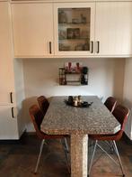 Muur tafel met 4 stoelen met granieten blad, Antiek en Kunst, Ophalen of Verzenden