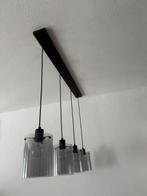 Hanglamp zwart met smoke glas 4-lichts, Ophalen, Zo goed als nieuw, Glas, 75 cm of meer