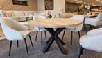 Direct ophalen | Eiken Eettafel rond 130 | Hilversum, Huis en Inrichting, Tafels | Eettafels, Nieuw, 100 tot 150 cm, Eikenhout, Industrieel, modern, Deens Ovaal, Rond