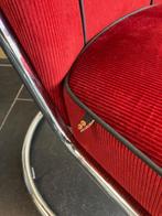 Gispen 412 fauteuil, chroom, nieuwe donkerrode ribstof, Huis en Inrichting, Design, 75 tot 100 cm, Zo goed als nieuw, Metaal