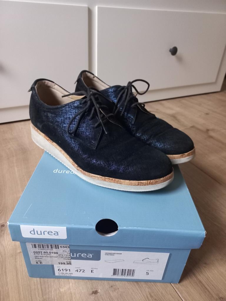 Donkerblauwe durea veterschoen maat 38 wijdte E, Kleding | Dames, Schoenen, Durea, Blauw, Ophalen of Verzenden, Sneakers of Gympen