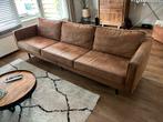 WOOOD 3-zits bank cognac incl. hocker, Ophalen, Gebruikt, Leer