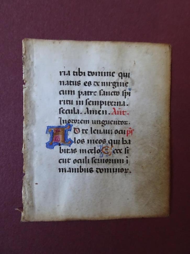 miniatuur Getijdenboek manuscript perkament 3, Italie 1400, Antiek en Kunst, Antiek | Boeken en Bijbels, Verzenden
