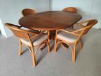 Eikenhouten uitschuifbare eettafel + 4 stoelen, Ophalen, 100 tot 150 cm, Zo goed als nieuw, 150 tot 200 cm