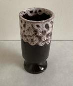 Vintage keramieken vaas - Bruin/Wit Fat Lava 13 cm hoog, Ophalen of Verzenden, Huis en Inrichting