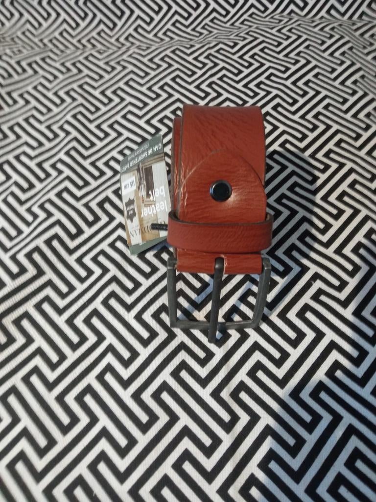 Brede heren riem Cognac 115 cm leer nieuw, Bruin, Verzenden, Echt leder, Nieuw