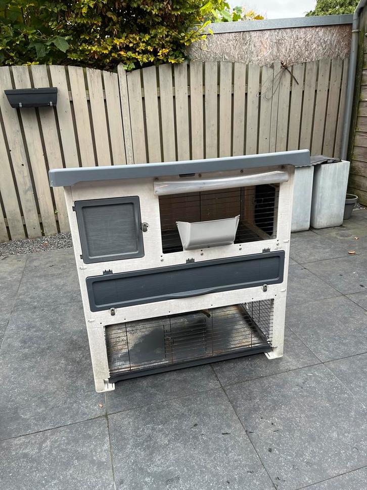 Konijnenhok Ferplast inclusief buitenren en accessoires, Dieren en Toebehoren, Knaagdieren en Konijnen | Hokken en Kooien, Zo goed als nieuw