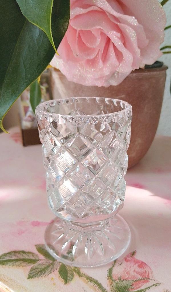 Kristal lepelvaasje. Vintage 20 cm hoog, Antiek en Kunst, Antiek | Glas en Kristal, Ophalen of Verzenden