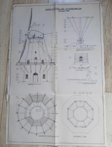 Bouwtekening van Stelling- korenmolen beschikbaar voor biedingen