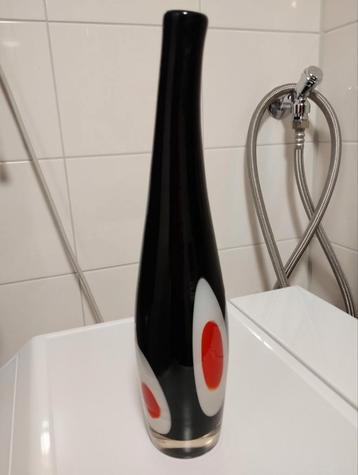 Vintage jaren vijftig Murano black white red vaas 36 cm beschikbaar voor biedingen