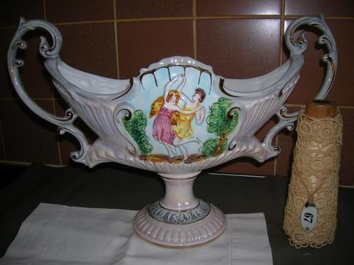 oude kitsch jardiniere porselein op voet hoog model, Antiek en Kunst, Curiosa en Brocante, Ophalen of Verzenden