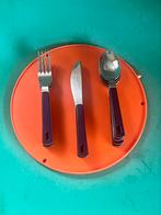 Retro bestekset 4 personen donkerblauw Rosti Mepal, Huis en Inrichting, Keuken | Bestek, Ophalen of Verzenden, Gebruikt, Kunststof