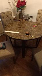 Ronde Eettafel met 4 Stoelen, Antiek en Kunst, Ophalen of Verzenden