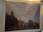 Poster oude prent; UITZICHT OP DE DAM, Ophalen of Verzenden